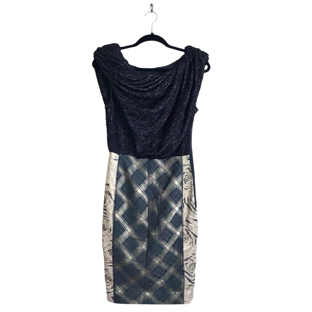 Byron Lars Beauty Mark Boucle Soft Drape Mixed Media Pencil Dress Size 2